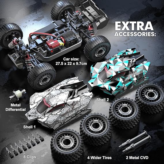 1/16 Brushless RC Buggy H16PL - 4WD Fast Racing Truck for Adults, 38 mph Max Speed with 2S Battery