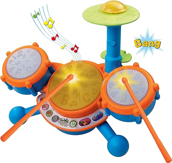 KidiBeats Kids Drum Set, Bright Orange, Interactive Music Toy with Drum Pads, Cymbals, and Rhythm Patterns for Young Musicians - Toyigo