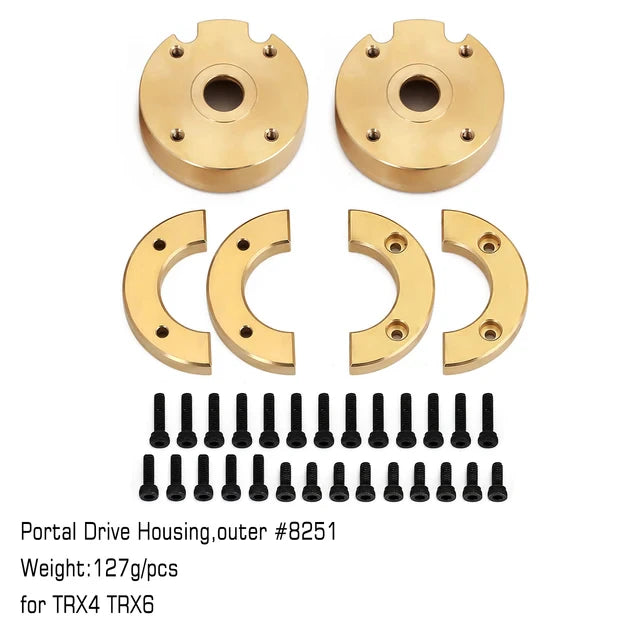 RC Crawler Brass 14 Accessories Counterweight Portal, RC 14 pieces Crawler TRX4 TRX-4 TRX6 Upgrade, Drive Housing Bumper Holder Axle Mount for RC Crawler - Toyigo