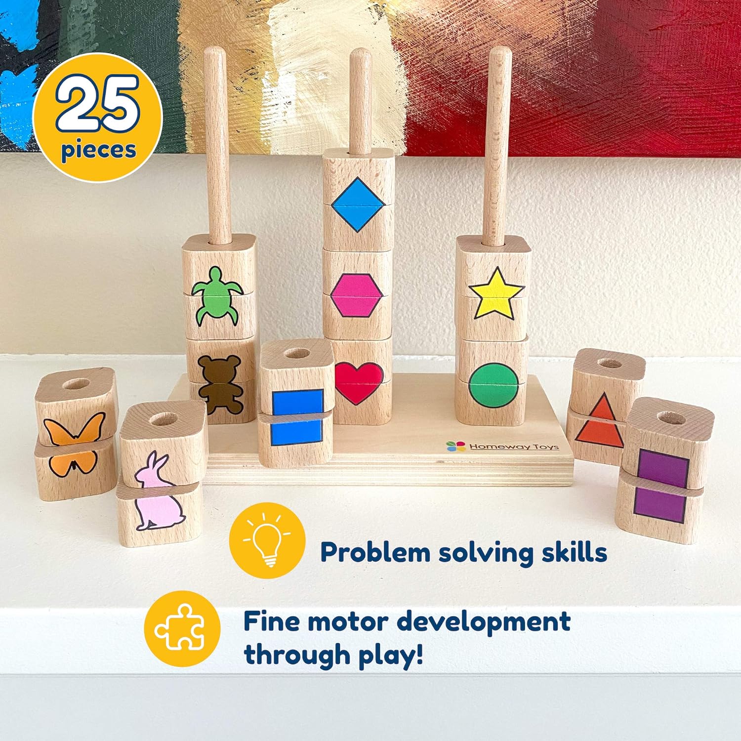 Puzzle Stacking Rings Educational Toy, Toddlers Babies Kids Boy Girl Toy, Educational Sorting and Stacking Toy, Interactive Learning Activity, Montessori-inspired Toy for Toddlers - Toyigo