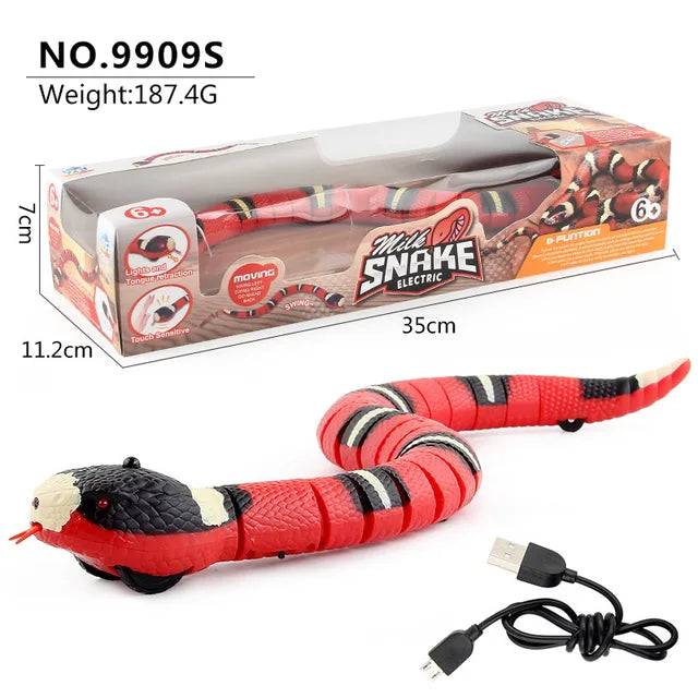 Remote Snake Animals, 2.4GHz Remote Controller - Intelligent Electric Obstacle Avoidance Silver Ring Snake Smart Sensing RC Animals Toys, Anaconda Remote Control Snake for Kids - Toyigo