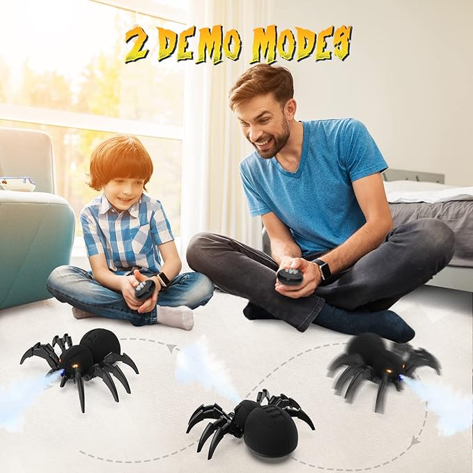 Remote Control Spider, Realistic Robot Spider with Spray and Lights, RC Big Boy Toys, Gifts for Kids, Easter Birthday Party Joke Pranks, Bot Black Widow Spider Real with Music Effect - Toyigo