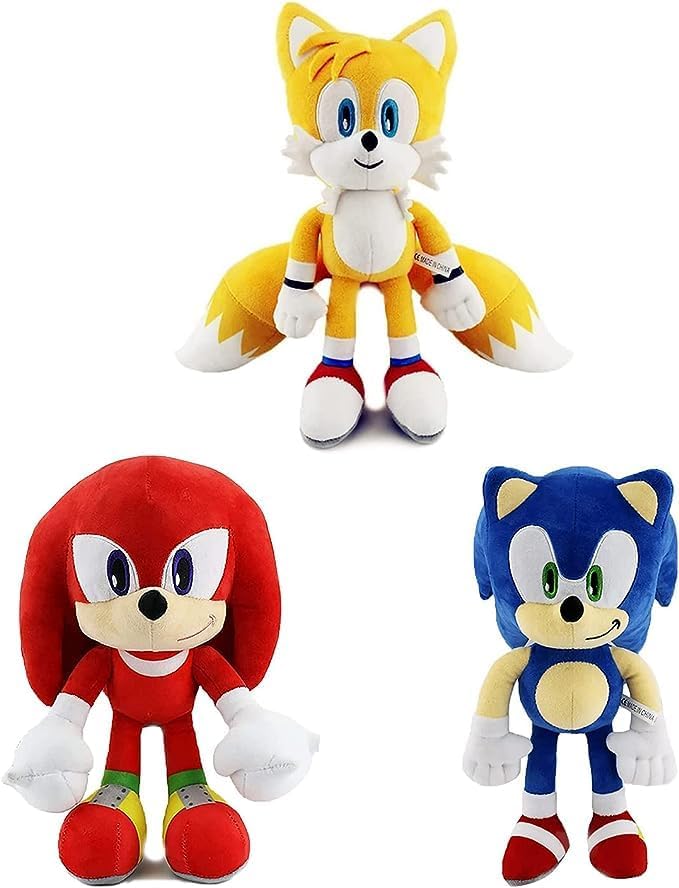 Movies & Tv soft toys, 12 Inches Sonic 2 Plush Toy, The Hedgehog Movie Sonic Plush Toys, Knuckles Shadow Tails Plush Doll Toys,  Gifts for Boys and Girls (Sonic+Tails+Knuckles), (Tails)