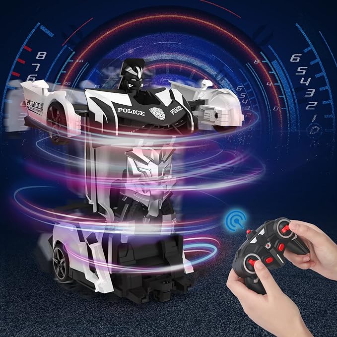 Transform RC Cars for Boys 4-7 8-12, 2.4Ghz 1:18 Scale Remote Control Car Transforming Robot, One-Button Deformation 360ø Rotation and Drift Car Toy Gifts for Boys 3-5 - Toyigo