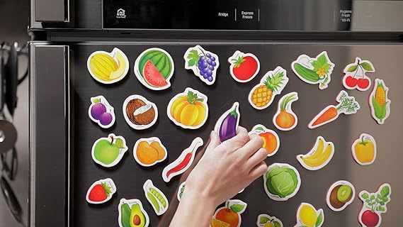 Magnetic Fridge Magnets for Toddlers 1-3 Years Old - Fruit and Vegetable Shapes