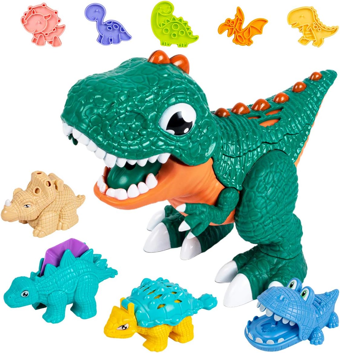 Dinosaur Dough Sets for Toddlers, Dough Tool Kit for Kids, 36 Pcs Dough Accessories Dinosaur Playset Toys for Kids 3-5 (24 Pack Dough)