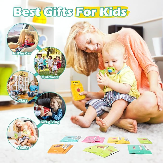 Talking Flash Cards Learning Toys for 1-3 Kids Toddler with 96 Sight Words/Songs, Autism Montessori Toys Speech Therapy Preschool Kindergarten Educational Gifts for Baby Boys and Girls - Toyigo