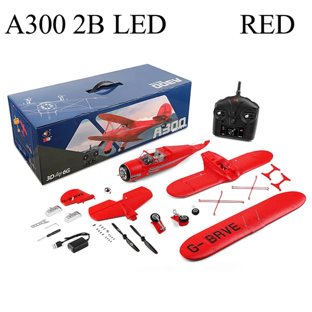 RC helicopter, 2023 New remote control helicopter, WLtoys A300 4-Ch RC Plane, Beechcraft D-17 RC Airplanes with Lights, 6G/3D Brushless RC Planes with 2 Batteries, 2.4G Remote Control RC Airplanes Gifts for Kids - Toyigo