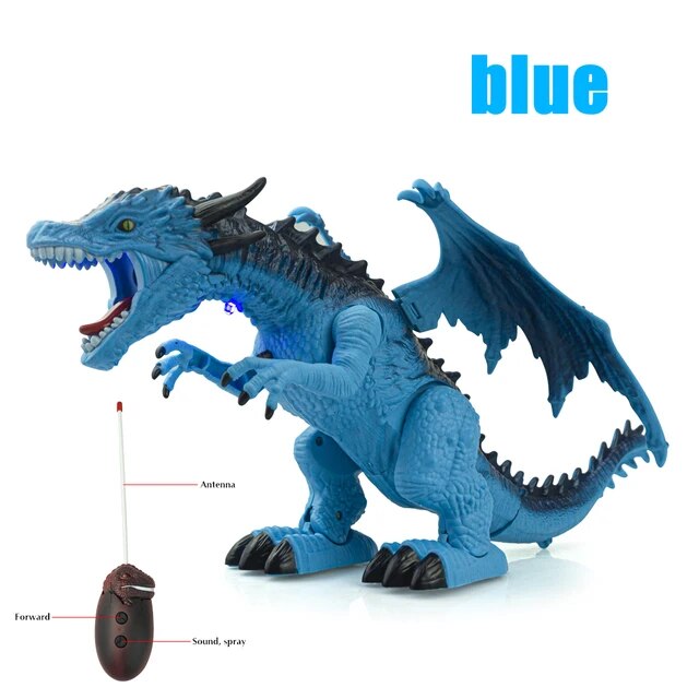 Remote Control Dinosaur, 2.4G RC Electric Walking Spray Dinosaur Simulation Velociraptor Toy With LED Light - Toyigo