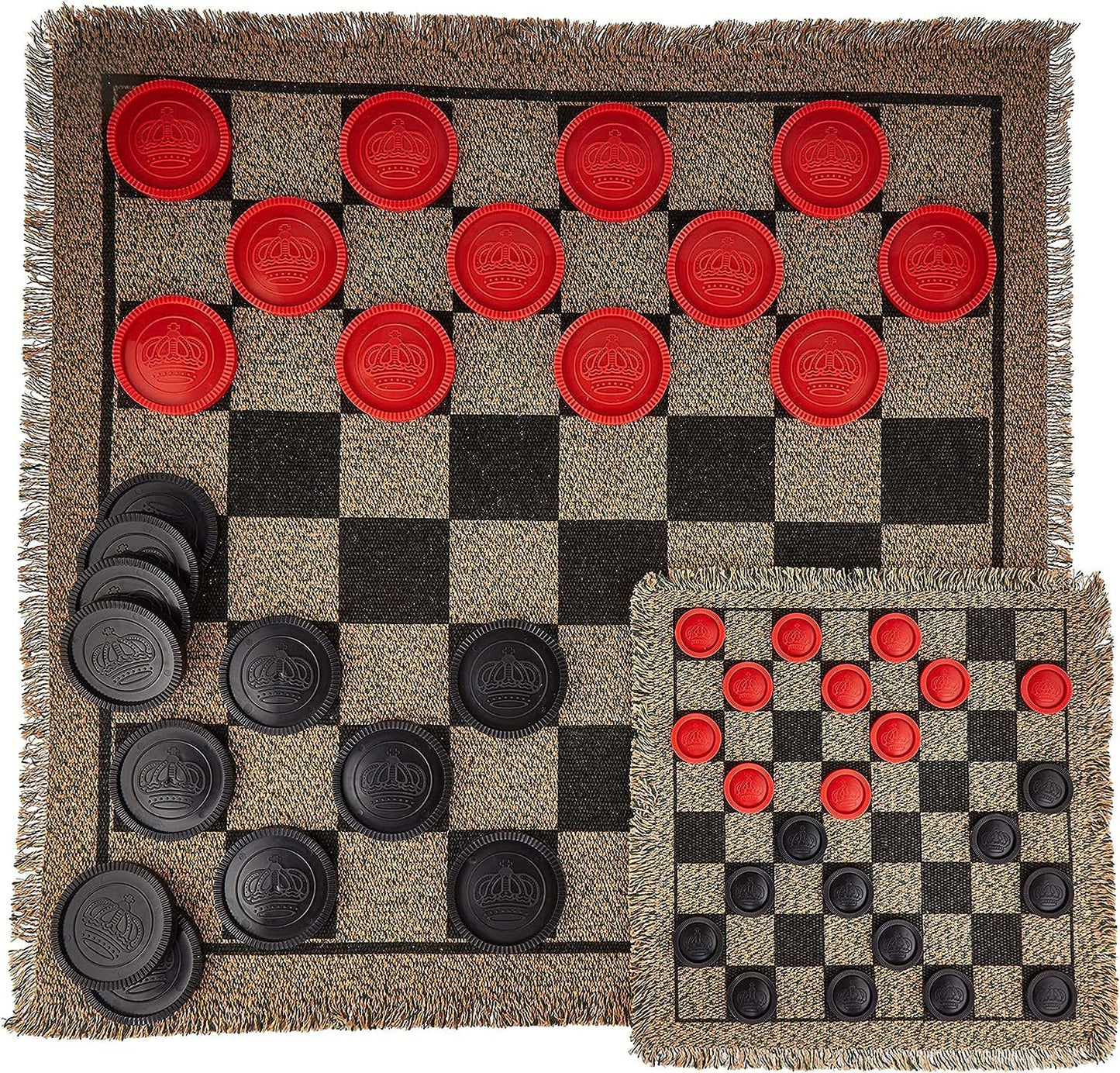 Giant 3-in-1 Outdoor Game Mat: Double-Sided Checkers, Chess, and Tic-Tac-Toe Blanket - Perfect for Family Fun and Backyard Activities