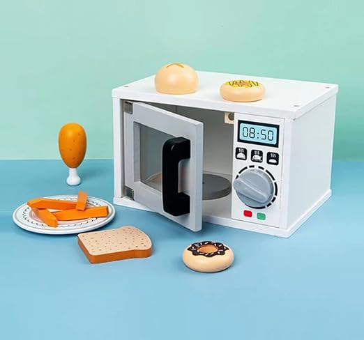 Wooden Play House Electric Oven Set - Magnetic Bread Cutting Toy for Kindergarten Kids, Simulation Home Kitchen Play