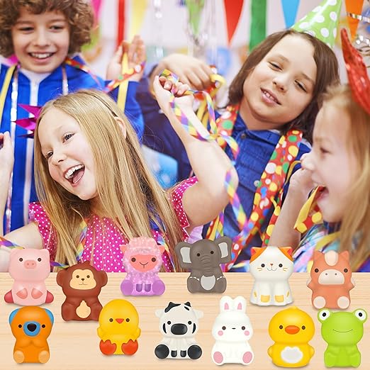 Party Favors for Kids 24PCS Animal Squishy Toys,Treasure Chest Prizes, Pi¤ata Stuffers, Birthday Gifts for Boys & Girls, Classroom Prizes for Kids