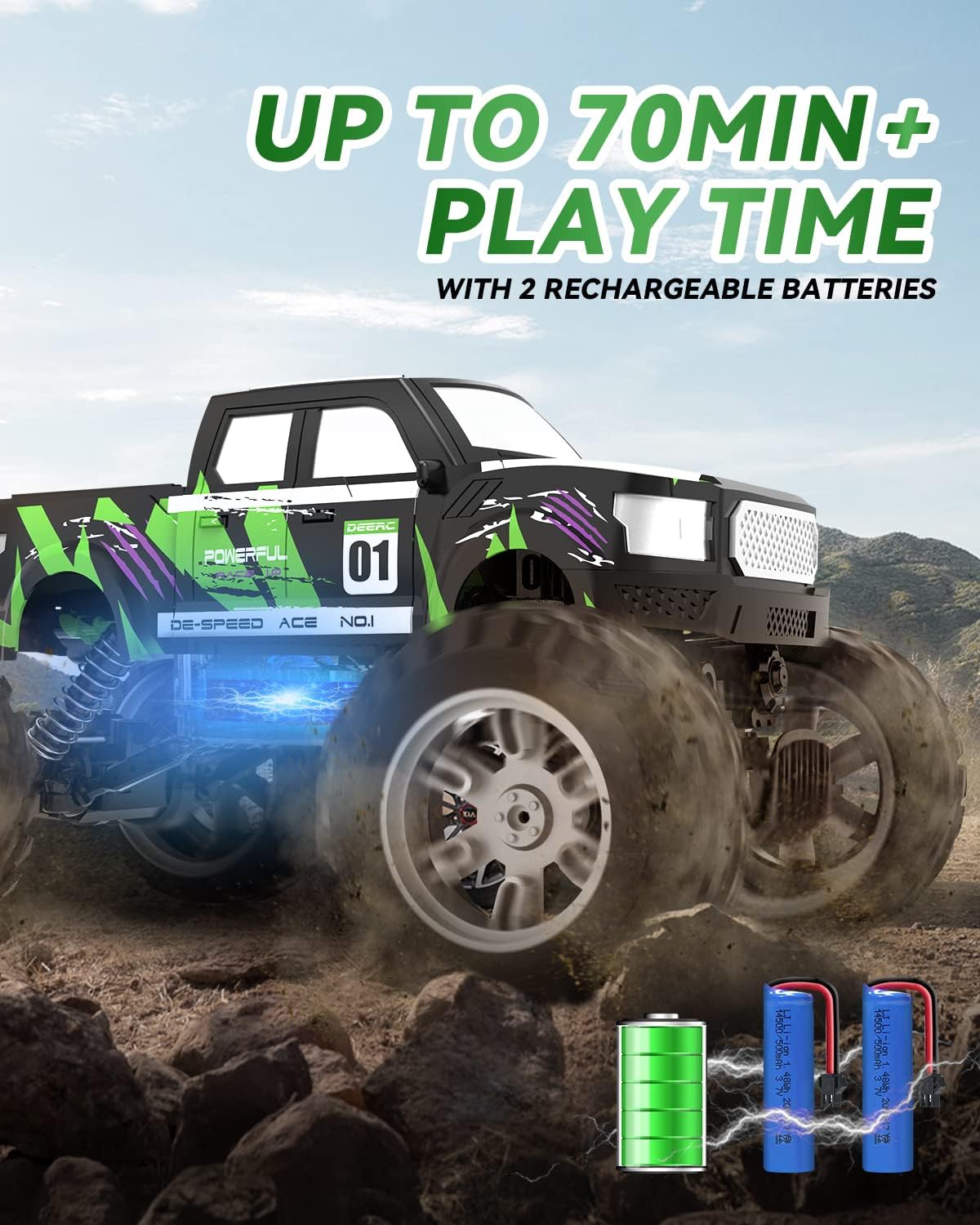 Remote Control Car, Remote Control Car, with Fog Mist & Lights, 1:16 Monster Trucks for Boys, 2.4Ghz RC Car Toy, 70+ Min Play, 4WD Remote Control Car with Fog Mist & Lights, Toy Vehicle for Kids and Adults - Toyigo