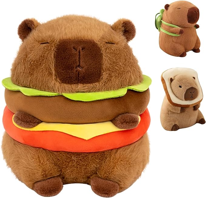 Cute Capybara Stuffed Animals, Wearable Toast Headset Capybara, Gifts for Kids, Bread Capybara, 12-inch Stuffed Animal