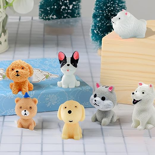 Mini Dog Figurines Playset 12PCS, Dog Figure Toy Puppy Figures Puppy Miniature, Figurine Dog Cake Topper Decoration, For Kids Toddler Christmas Birthday Gift, Fairy Garden Ornament Home Office