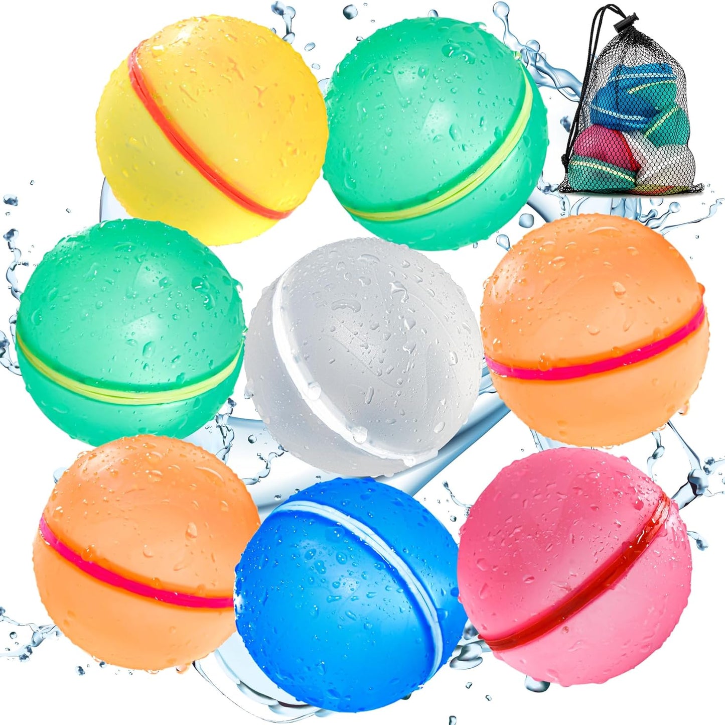 12PCS Reusable Water Balloons, Pool Beach Toys for Kids, Summer Fun Outdoor Water Toys Games for Kids Adults Outside Play, Backyard Swimming Pool Party Supplies