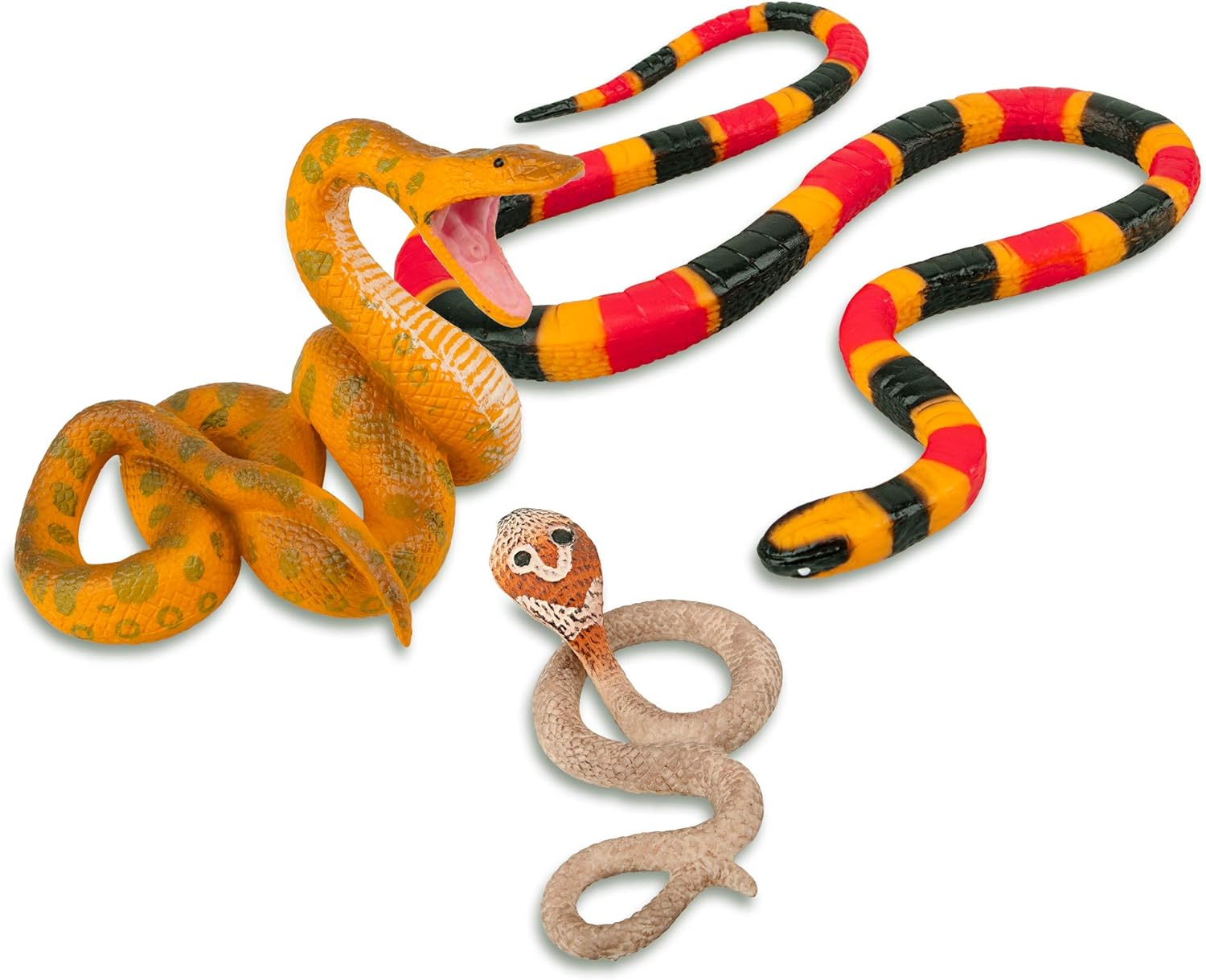 Snake Figures, Safari Animal Figurines, 8PCS Snake Figures, Realistic Jungle Animals Toy Set, Halloween Fake Snake with Cobra Python Figure, Prank Props Scary Snake Christmas Birthday Tricky Toy Party Favor - Toyigo