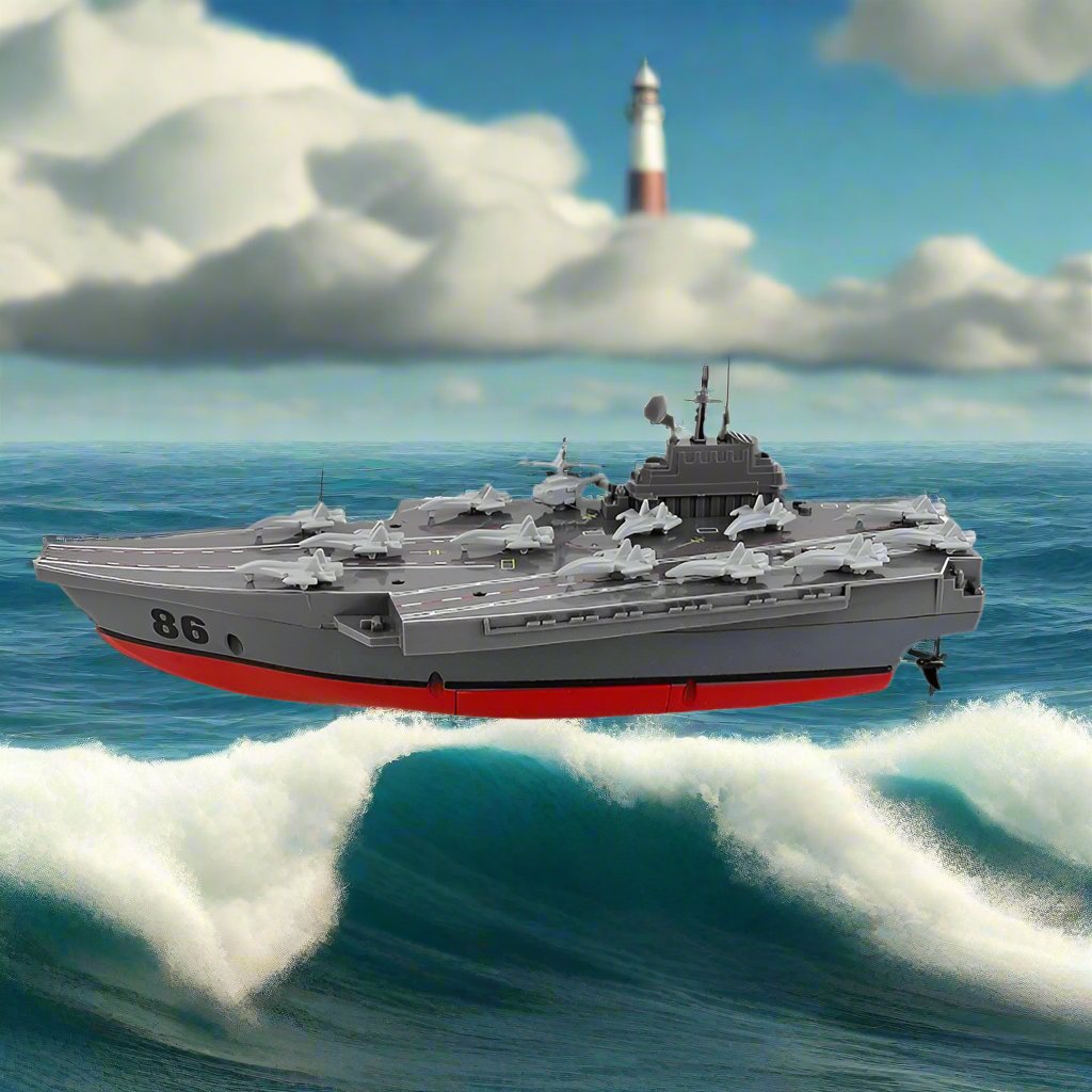 Cross-border remote control aircraft carrier,2.4G RC destroyer toy, Water park launchable model,Aircraft carrier model kit,DIY assembly warship toy,Children and adults present sea model