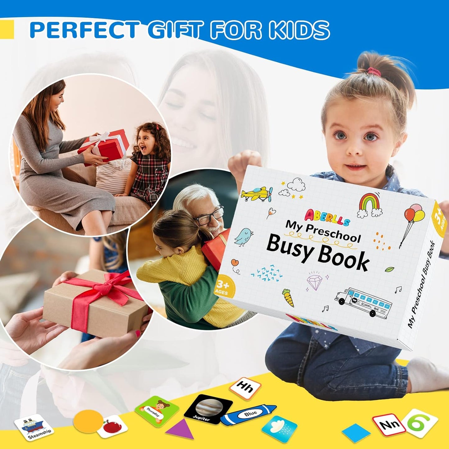 Busy Book for Kids, Preschool Montessori Toys for Toddlers, Autism Sensory Educational Toys for 3 4 Years Old, Activity Binder Quiet Book, Early Learning Toys, Boys Girls Develops Fine Motor Skills