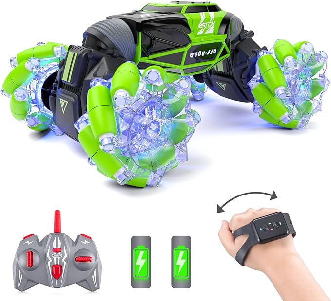 Remote Control Car, LED Gesture Sensing Car, Rc Stunt Car Double Sided 360ø Rotating Transform Off Road with Lights & Dance Boys & Girls for Kids Adults - Toyigo