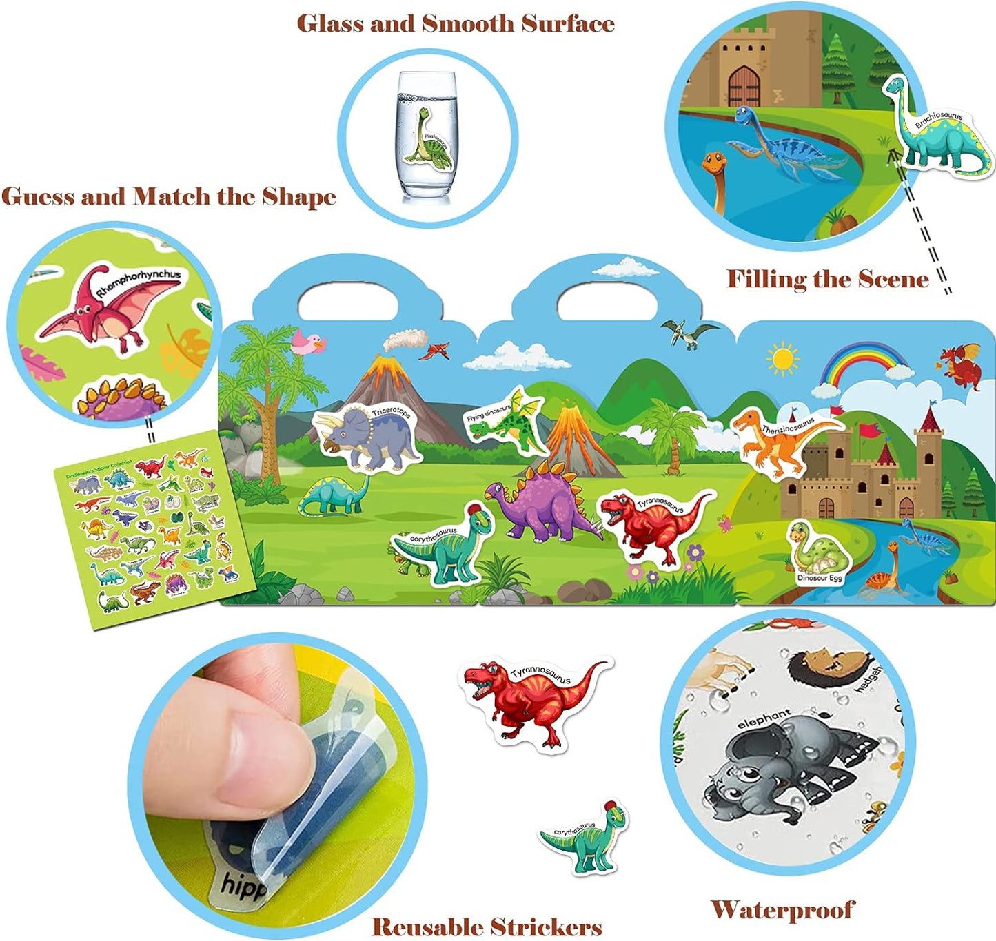 Reusable Sticker Books for Toddlers 2-4 Years, Animals Themed Sticker for Kids 1-3, Easter Gifts for Kids Toddler Boys Girls Travel Toys