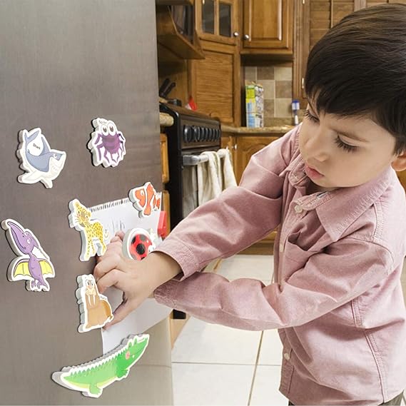 Refrigerator Magnets for Kids 64 PCS Animals Magnets Toys, Dinosaurs Insect Ocean Sea Animal Magnets, Foam Animal, Fridge Magnets for Toddlers Educational Toy for Preschool Learning