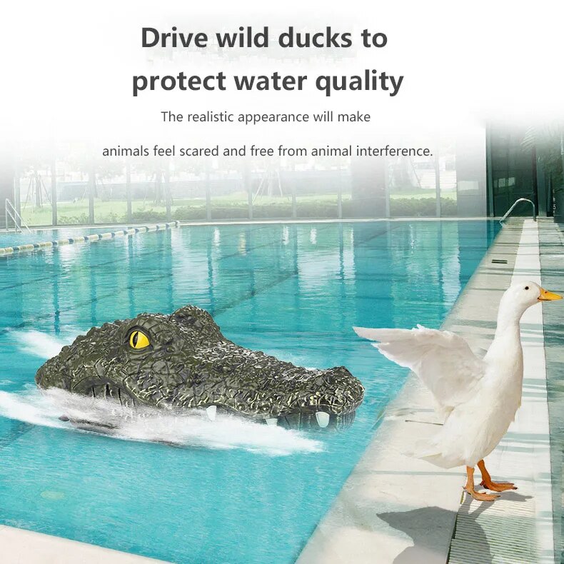 Remote Control Crocodile Head, 2.4G Simulation Animal Waterproof Remote Control Alligator Electric Summer Water Pool Toys, High Simulation Alligator Head RC Boats Prank - Toyigo