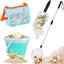 Shark Tooth Sifter, Beach Sand Sifter, Sea Shell Scooper for Beach, Shell Bags & Foldable Bucket, Sand Beach Toys for Kids 6 8 10 12