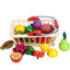 Wooden Fruit Basket Play Set with Magnetic Vegetables, Simulation Kitchen Toy for Kids