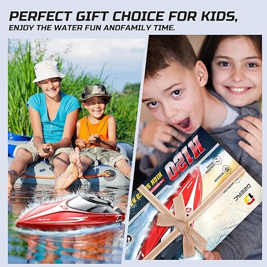 Remote control Boat, Low Battery Alarm, Capsize Recovery, H120 Fast RC Boat for Pools and Lakes, 2.4 GHz 20+ MPH Racing Boats for Kids & Adults, Gifts for Boys Girls with Rechargeable Batter - Toyigo