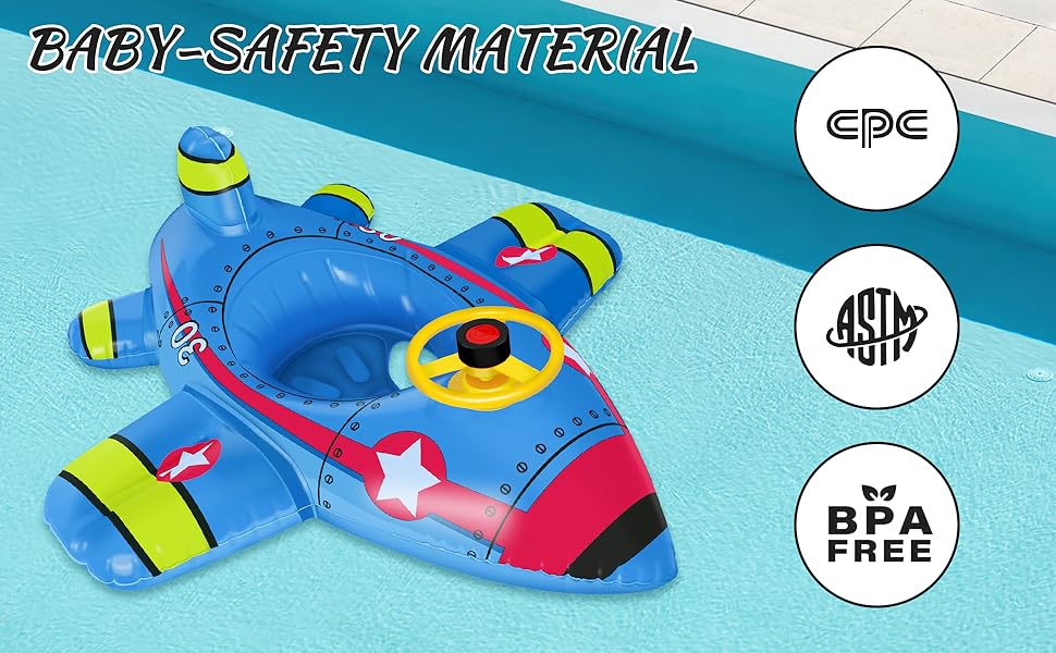 Baby Float Infant Pool Float, Inflatable Baby Swimming Float Airplane Baby Rider Float Kids Pool Float, Toddler Swim Float Ring Baby Floatie, Pool Floats for Toddlers 6-48 Months