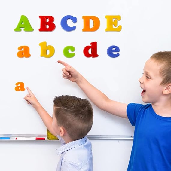 Magnetic Letters Numbers, Alphabet ABC 123 Fridge Magnets Plastic Educational Toy Set for Preschool Learning Spelling Counting Uppercase Lowercase Math Symbols for Toddlers Kids