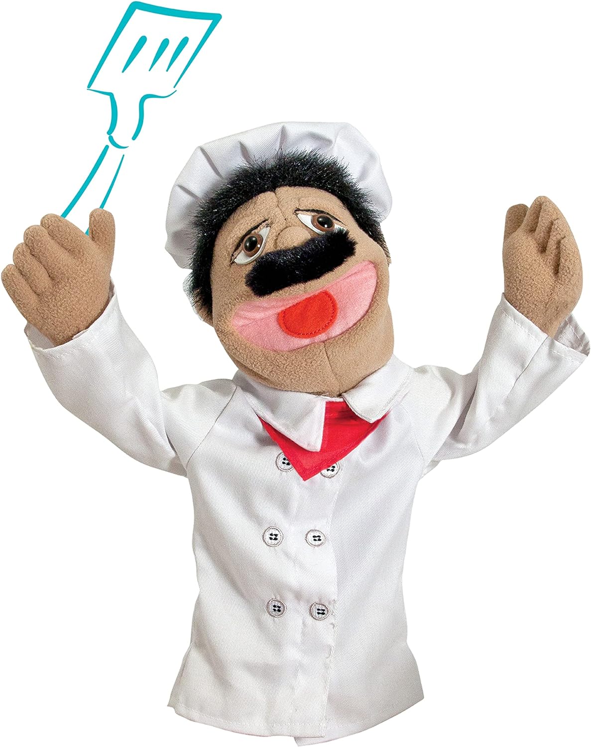 Chef Puppet (Al Dente) with Detachable Wooden Rod - Pretend Play Chef Puppet Chef Pepe