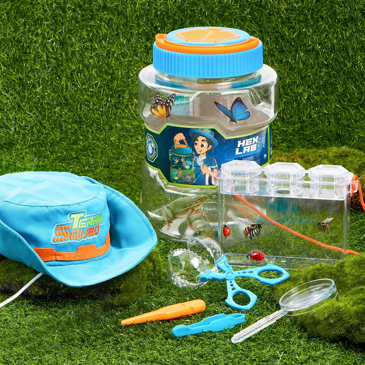 Bug Catcher Nature Exploration Set, Includes Habitat Bucket, Critter Box, Activity Booklet, Butterfly Net, Magnifier, Tweezer, Pipette, Bug Tong, and Exploration Hat Bug Catching Kids 3+ - Toyigo