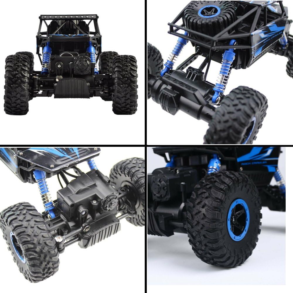 Remote Control Car, 2.4Ghz 4WD All Terrain RC,  Rock Crawler Monster Truck With 2 Batteries, Remote Control Car for Kids Boys, Blue - Toyigo