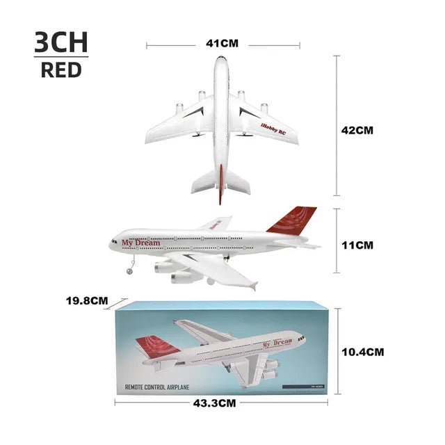 Airplane Airbus, A380 Airplane Foam Toys 2.4G Glide Fixed Wing RTF Plane Outdoor Toys Drone Modal Easy Fly RC airplane 3-Axis, Remote Control Plane - Toyigo