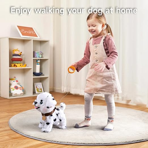 Walking Barking Toy Dog with Remote Control Leash, Plush Puppy Electronic Interactive Toys for Kids, Shake Tail, Pretend Dress Up Realistic Stuffed Animal Dog Age 3 4 5+ Years Old