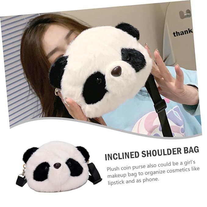 Smart Panda Soft Plush, Crossbody Panda Backpacks, Panda Shoulder Bag, Kawaii Purse Fur Material Trendy Purses Girl Wallet Stuffed Animals Toy for Kids Adults - Toyigo