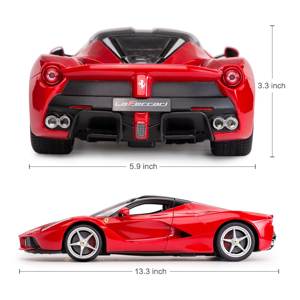 RC Car 1/14 Scale Ferrari LaFerrari Plastic Radio Remote Control R/C Toy Car Model Vehicle for Kids (Red)