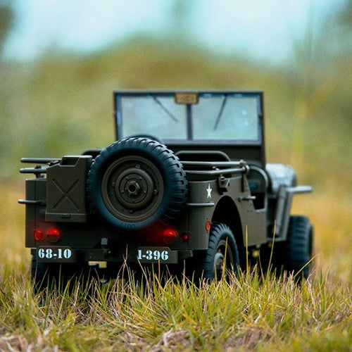 10 4WD RC Willys Military Truck – Metal Frame Rock Crawler with LED Lights