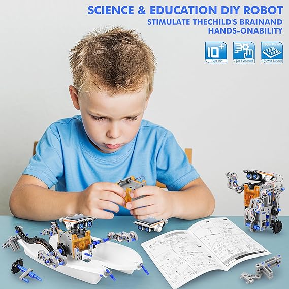 STEM 13-in-1 Education Solar Power Robots Toys for Boys Age 8-12, DIY Educational Toy Science Kits for Kids, Building Experiment Robotics Set Birthday Gifts for 8-12 Years Old Boys Girls Teens - Toyigo