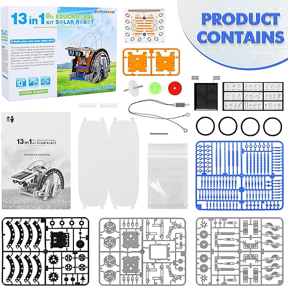 STEM 13-in-1 Education Solar Power Robots Toys for Boys Age 8-12, DIY Educational Toy Science Kits for Kids, Building Experiment Robotics Set Birthday Gifts for 8-12 Years Old Boys Girls Teens - Toyigo