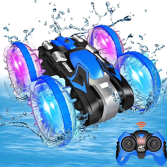 Remote Control Amphibious Car & Boat - 4WD Waterproof RC Monster Truck for Kids Ages 5-12