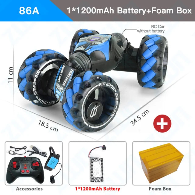 RC Car, 4WD Radio Gesture Induction Music Light Stunt Remote Control Car off-Road Control Boys Toys for Kids - Toyigo