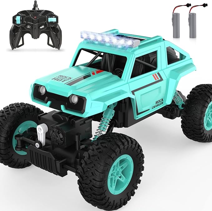 Rc Car, Remote Control Monster Truck, 1:14 Off Road Monster Truck,4WD 2.4Ghz 4WD with LED Headlight Rock Crawler 1:16 All Terrain Rechargeable Electric Toy for Boys & Girls Gifts - Toyigo