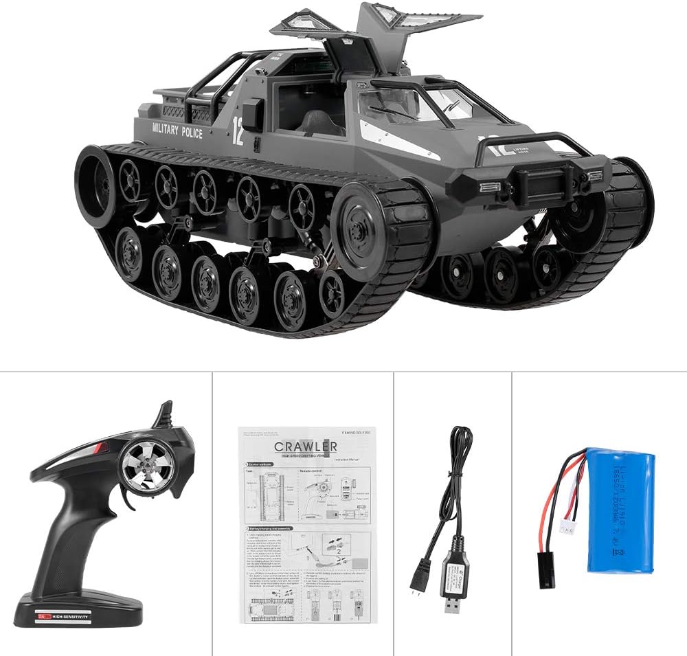 RC Tank Car, 1/12 Scale Remote Control Tank, 2.4GHz RC Tank for Kids, Remote Control Rechargeable Tank, 360ø Rotating Vehicle, Gifts for Boys Girls Teens - Toyigo