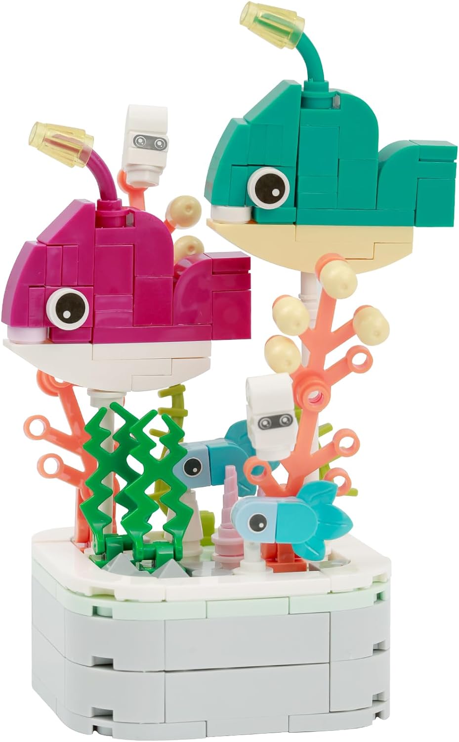 Marine Animals Building Blocks Sets for 190 PCS, Sea Turtle,145 PCS, Crab,  151 PCS, Clown Fish, 174 PCS, Lantern, 179 PCS, Surgeonfish,  Potted Plant Sea Animal Building Blocks, Ocean Animal Toys for Boys and Girls 3 4 5 6 7 8 9 10 Years Old