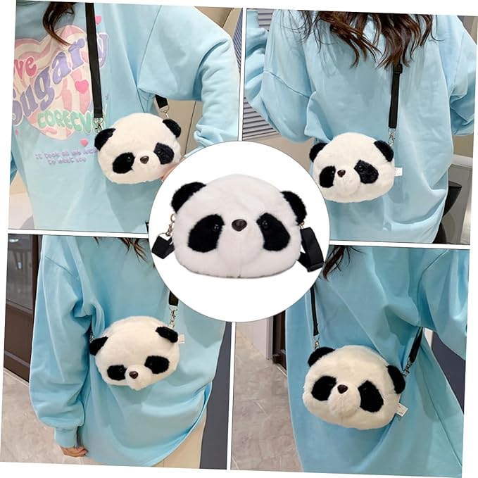 Smart Panda Soft Plush, Crossbody Panda Backpacks, Panda Shoulder Bag, Kawaii Purse Fur Material Trendy Purses Girl Wallet Stuffed Animals Toy for Kids Adults - Toyigo