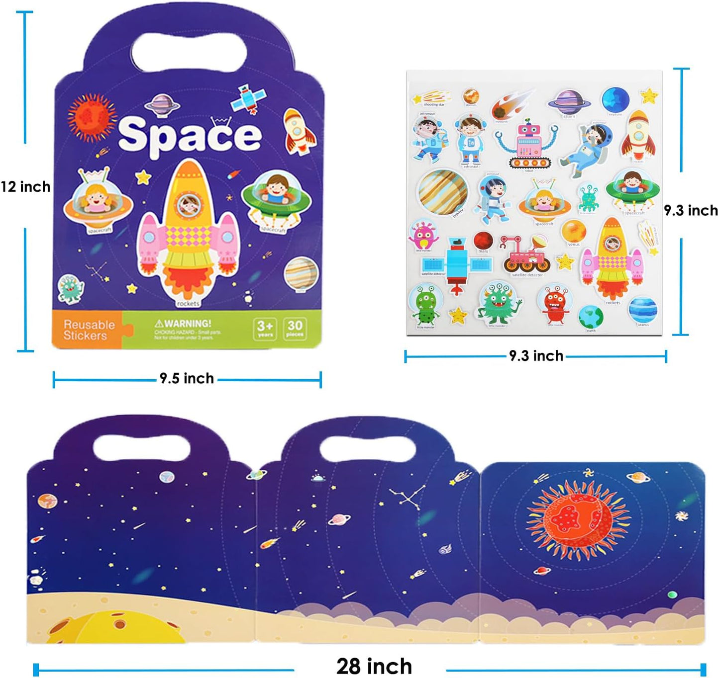 3 Pack Reusable Sticker Books for Toddlers 2-4 Years, Sticker Books for Toddlers 1-3, Easter Gifts for Kids Toddler Boys Girls Travel Toys