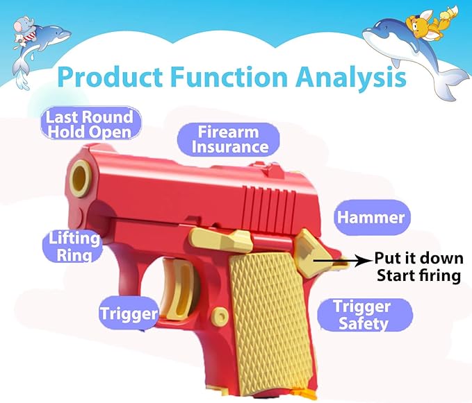 Hot Sale 3D Gravity 1911 Pistol Reload Toy - Children's Decompression Gun, Carrot Knife, Fingertip Gyroscope for Boys